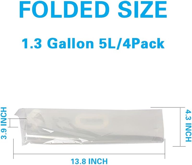 Soddeph Collapsible Water Container Bag, BPA Free Food Grade Clear Plastic Storage Jug for Sport Camping Riding Mountaineer,Freezable, Food Grade (4-pack-1.3 Gal) - Image 3