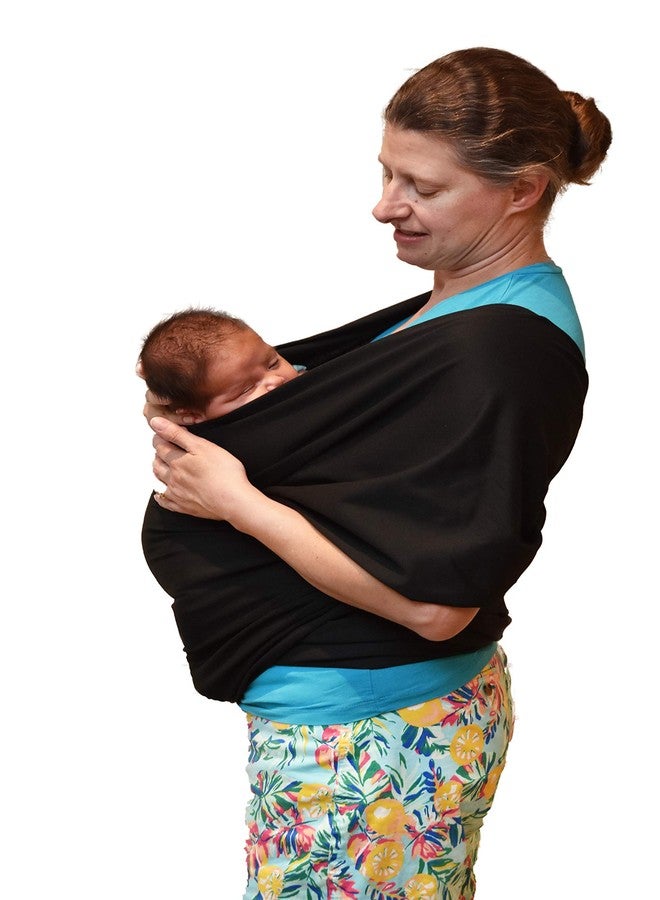 Simply Essential Solutions Baby Wrap Carrier Soft, Stretchy, Cotton Baby Wrap, Baby Sling, Nursing Cover Up for use with Newborn-Toddler: Evenly distributes Weight for More Comfortable Carrying (Black) - Image 1