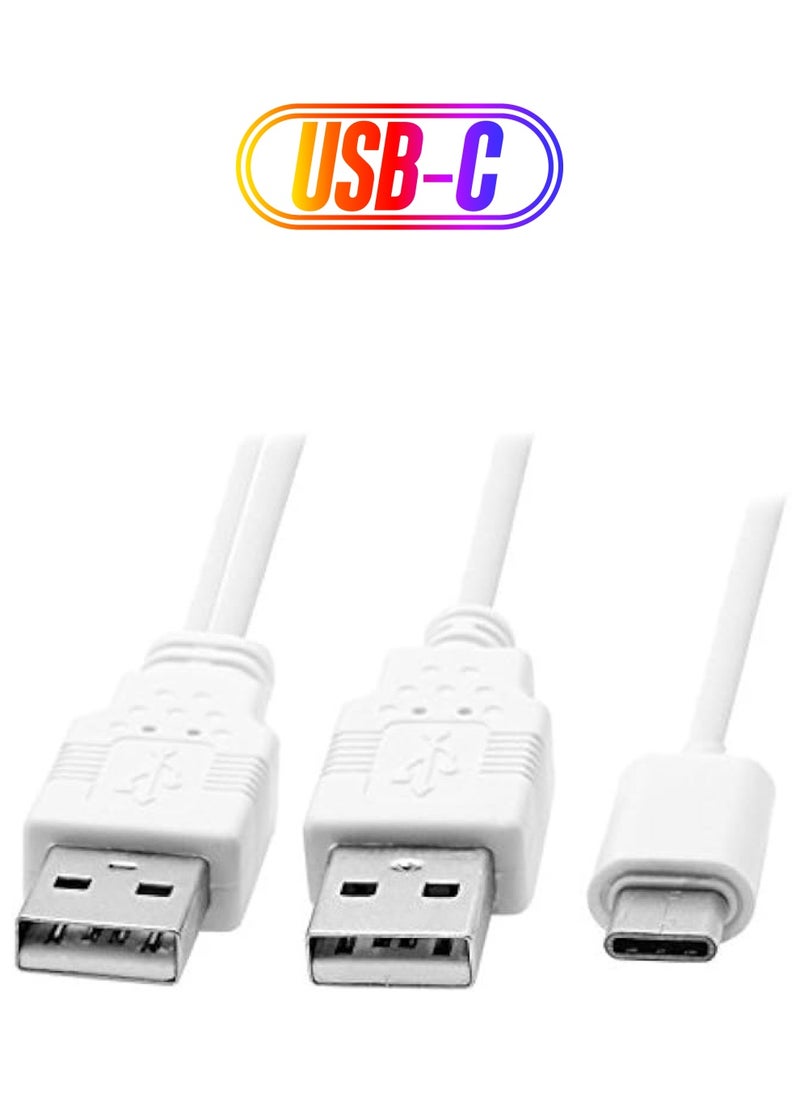 erorex USB 3.1 Type C USB-C to Dual A Male Extra Power Data Y Cable for Cell Phone & Hard Disk  - Image 1