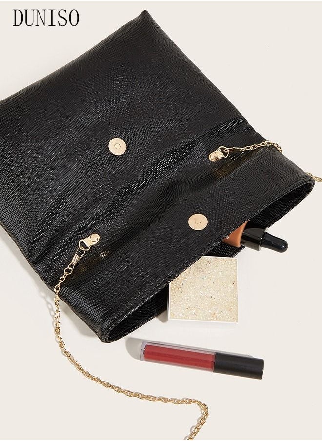 DUNISO - Women Clutch Bag Evening Clutch Envelope Handbag Chain Purse Bag Shoulder Bag Cross body Bag for Wedding Formal Cocktail Party Silver - Image 1