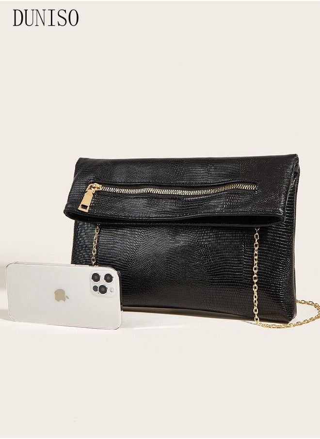 DUNISO - Women Clutch Bag Evening Clutch Envelope Handbag Chain Purse Bag Shoulder Bag Cross body Bag for Wedding Formal Cocktail Party Silver - Image 1