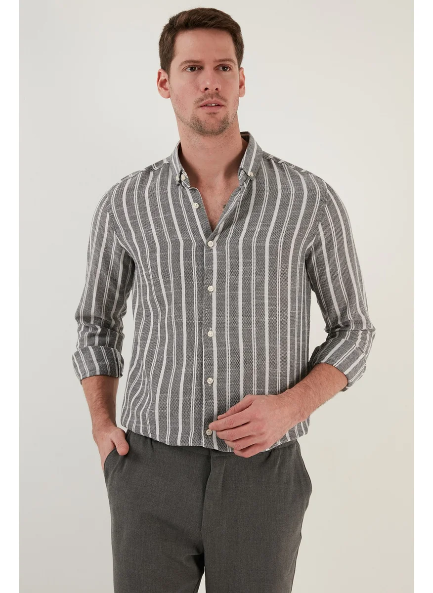 بوراتي Cotton Striped Slim Fit Shirt Men's Shirt CF23S114294
