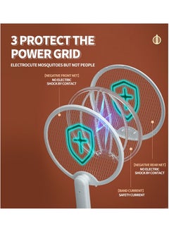 MileMelo Electric Fly Swatter Fly Racket Foldable Fly Zapper USB-Charging Bug Zapper, Extra Powerful for Mosquitoes Insects Pests with UV/LED Light White  - Image 5