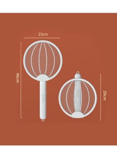 MileMelo Electric Fly Swatter Fly Racket Foldable Fly Zapper USB-Charging Bug Zapper, Extra Powerful for Mosquitoes Insects Pests with UV/LED Light White  - Image 2