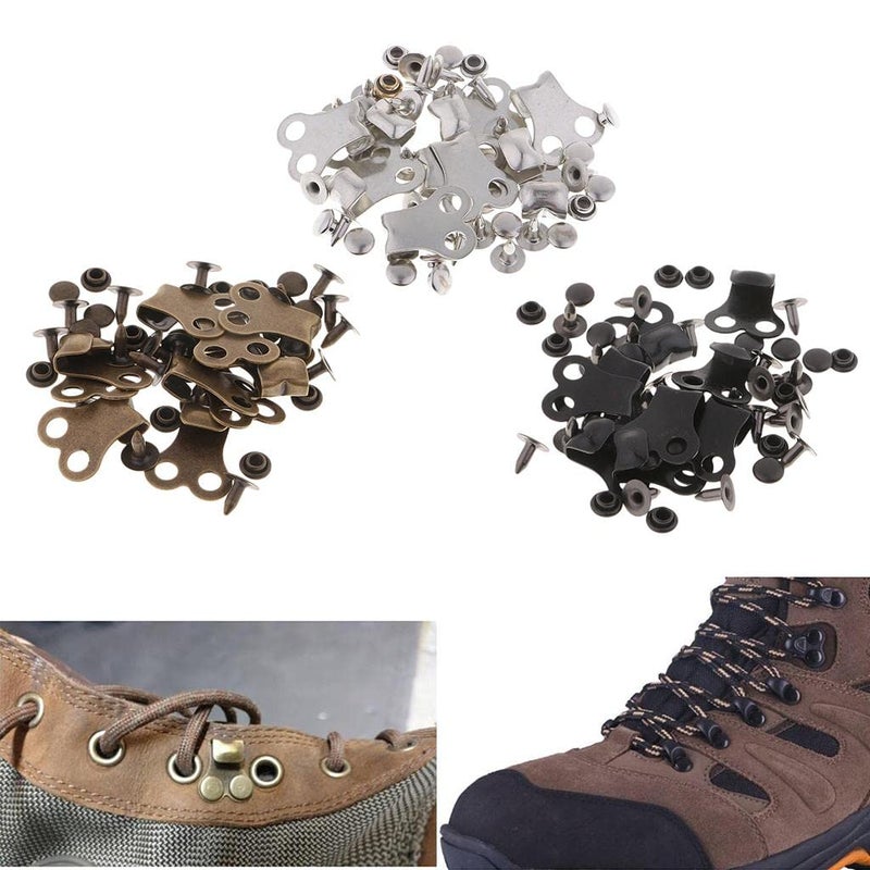 10 Pairs Black Boot Lace Hooks Buckles Repair Fittings for Outdoor Hiking Climbing Shoes - Image 3