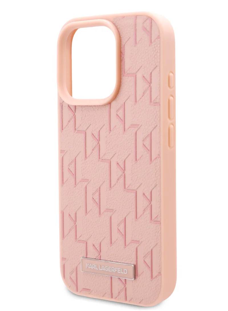 Karl Lagerfeld iPhone 16 Pro Case PU Hard Cover with Karl Lagerfeld Hot Stamp / Damage and Scratch Protection/ Comfortable Grip - Pink