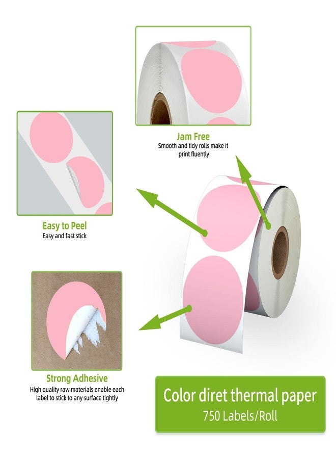 Anylabel 2" Pink Circle Direct Thermal Labels, Self-Adhesive Round Direct Thermal Stickers, Multi-Purpose Roll Sticker Labels for DIY Logo Brand Design, QR Code, Name Tag(1 Roll, 750 Labels) - Image 3