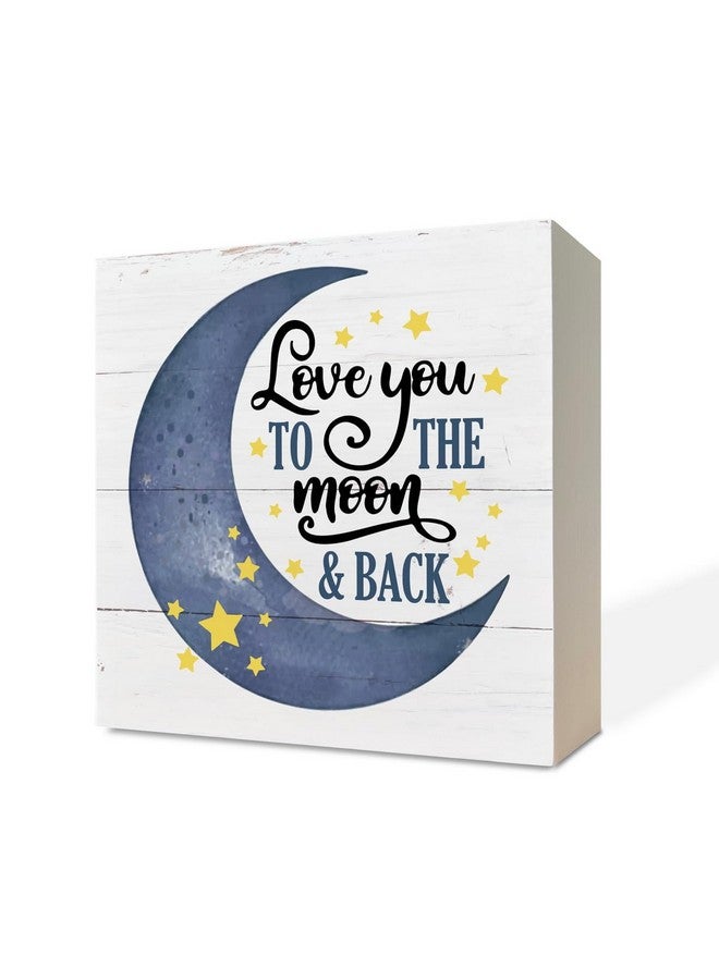 Razpah Inspirational Wooden Nursery Decor - Star Moon Signs for Kids Room & Family Love - 'Love You to the Moon and Back' - Image 1
