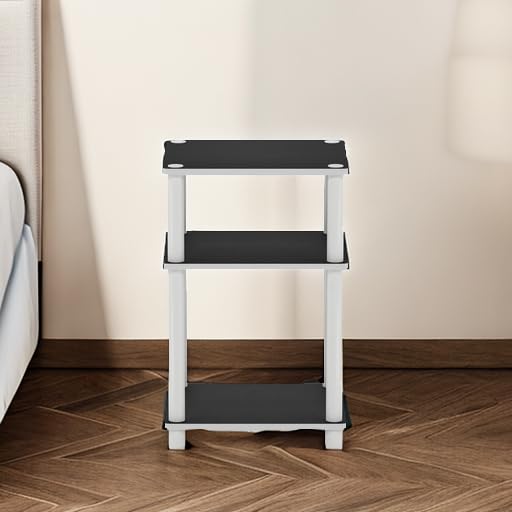 Furinno JUST Side Table, 3-Tier End Table, Open Shelves Night Stand, Bedside Table, Toolless Assembly, for Living Room, Bedroom, Bathroom, White(Espresso) - Image 5