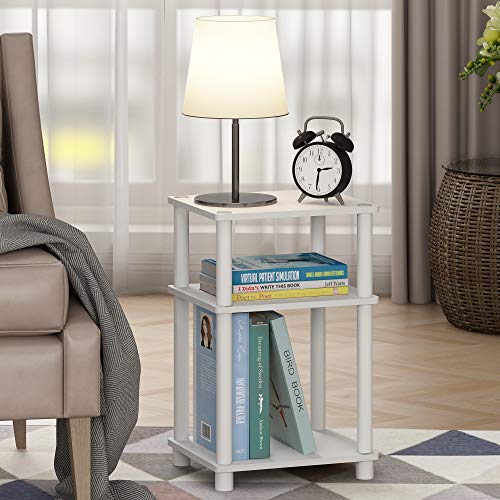 Furinno JUST Side Table, 3-Tier End Table, Open Shelves Night Stand, Bedside Table, Toolless Assembly, for Living Room, Bedroom, Bathroom, White(Espresso) - Image 3