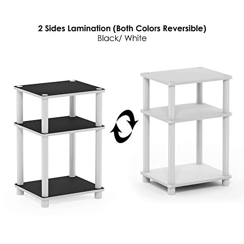 Furinno JUST Side Table, 3-Tier End Table, Open Shelves Night Stand, Bedside Table, Toolless Assembly, for Living Room, Bedroom, Bathroom, White(Espresso) - Image 4