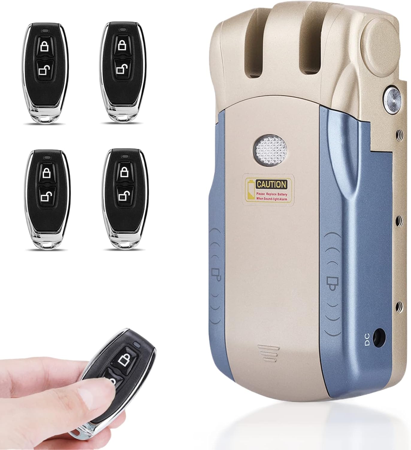Smart Lock, Electronic Keyless Door Lock, Wireless Invisible Keyless Electronic Lock Remote Control Touch Locked & Unlock, Digital Anti-Theft Lock for Home Office (Gold)