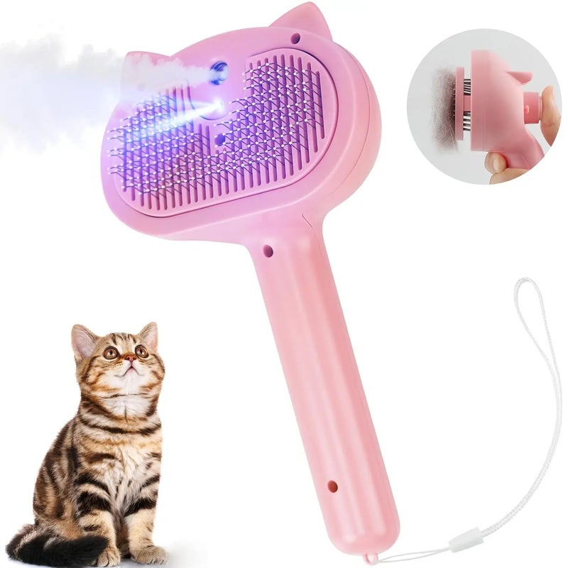 Y&D Hot Selling Cat Steam Brush - Rechargeable Pet Grooming Spray Brush with LED Light & Long Handle - Brushes for Cats & Dogs - Image 1