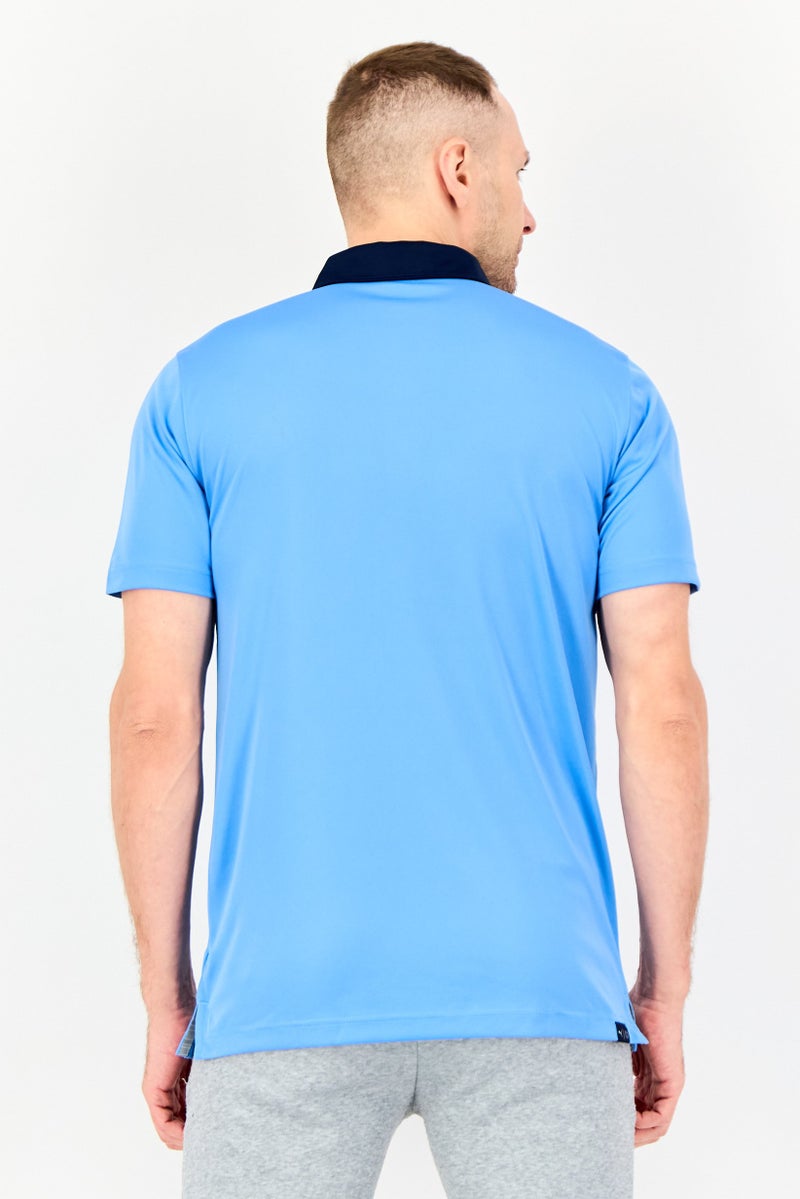 PUMA Men Sportswear Fit Short Sleeve Brand Logo Training Polo Shirt, Blue - Image 4