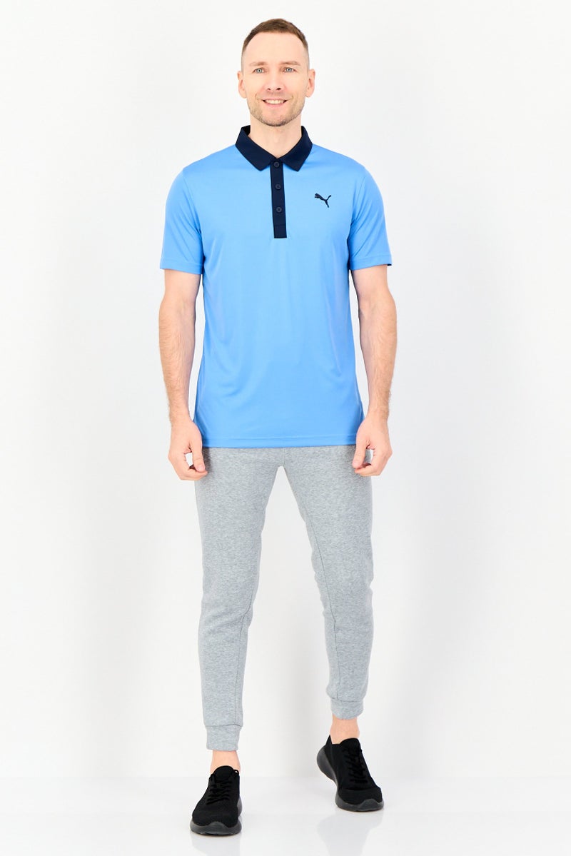 PUMA Men Sportswear Fit Short Sleeve Brand Logo Training Polo Shirt, Blue - Image 2