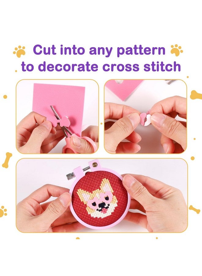 Caydo 5 Pcs Cross Stitch Kits For Kids With Cats And Dogs Patterns Stamped Cross Stitch Kits For Beginners Diy Key Chain, Backpack Charms, Craft Ornaments - Image 3