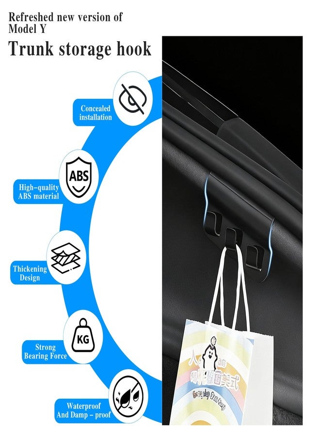 Arcoche Trunk Grocery Bag Hook ABS Trunk Hook for Tesla Model Y Juniper Accessories 2025 2026 Trunk Organizer 2PC - Image 2