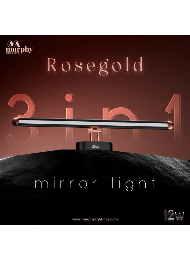 MURPHY Murphy 12W 3-in-1 Color Chnaging Black Rose Gold Finish LED Mirror Picture Wall Light,Bathroom Vanity Led Mirror Light with 2 Year Warranty (Cool White/Warm White/Natural White)-Pack of 3  - Image 2
