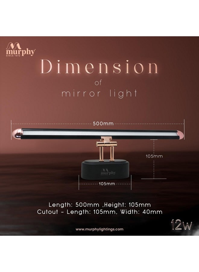 MURPHY Murphy 12W 3-in-1 Color Chnaging Black Rose Gold Finish LED Mirror Picture Wall Light,Bathroom Vanity Led Mirror Light with 2 Year Warranty (Cool White/Warm White/Natural White)-Pack of 3  - Image 5