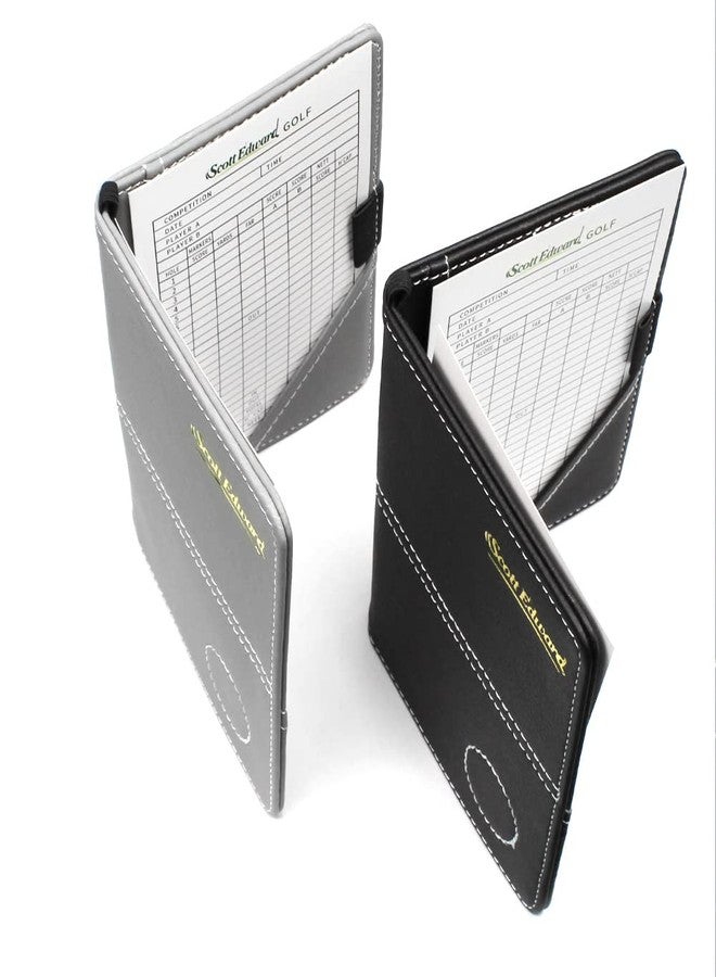 Scott Edward Golf Scorecard Cover Leather Scorecard Holder Statistic and Score Tracking Waterproof Soft Thick Black or Grey (Black) - Image 5