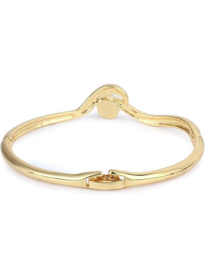 Estele 24 Kt Gold Plated Oyster Cuff Bracelet Gold Sleek Bangle Bracelet Adjustable - Image 4