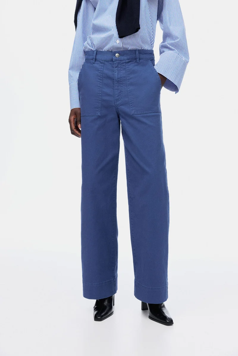 اتش اند ام بنطلون من قماش كانفاس قطني