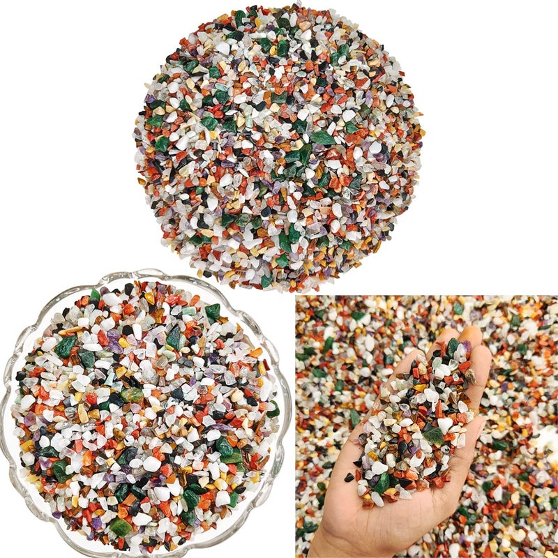 9Dzine Reiki Healing Multicolor Crystal Chips for Vastu 460 Gm Gemstone Chips for Home Dcor Items Colorful Chips for Resin Art Flower Vase Aquarium Fish Tank Garden