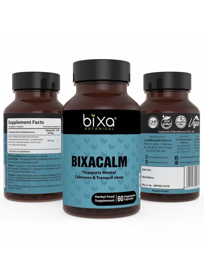 bixa BOTANICAL Bixacalm Capsules,60 Veg Capsules (450 mg) Ashwagandha Extract & Valerian Extract for Sleep - Image 2