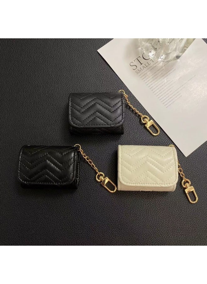 Generic - Suitable For Apple AirPods Pro Headphone Protective Cover Wireless 12th Generation Bluetooth Leather Small Fragrance Universal Soft Shell-Color:Caviar Texture-Applicable Models:7.5cm*6.5cm*3cm Universal - Image 1