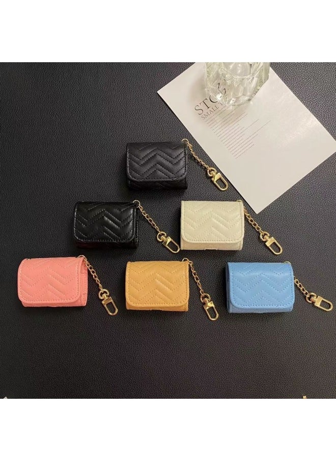Generic - Suitable For Apple AirPods Pro Headphone Protective Cover Wireless 12th Generation Bluetooth Leather Small Fragrance Universal Soft Shell-Color:Caviar Texture-Applicable Models:7.5cm*6.5cm*3cm Universal - Image 1