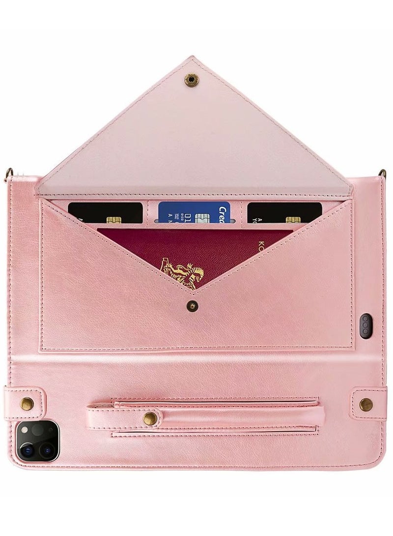 iPad Pro 11 Case with Shoulder Strap and Hand Band, PU Leather Shoulder Bag Envelope Wallet Cover with Card Holder Cash Pocket Pencil Holder for iPad Pro 11  - Image 2