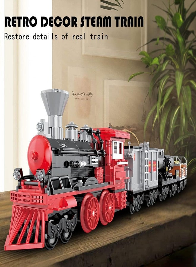 icw Steam Train Building Set, 623 Pieces, Classic Red and Black Locomotive with Cargo Cars, 4202 - Image 2