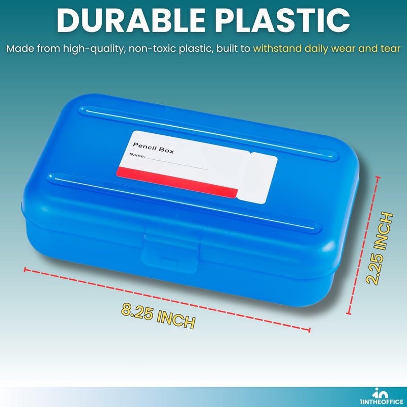 1InTheOffice Pencil Box, Translucent Blue, Plastic Pencil Boxes, (2 Pack) (2) - Image 3