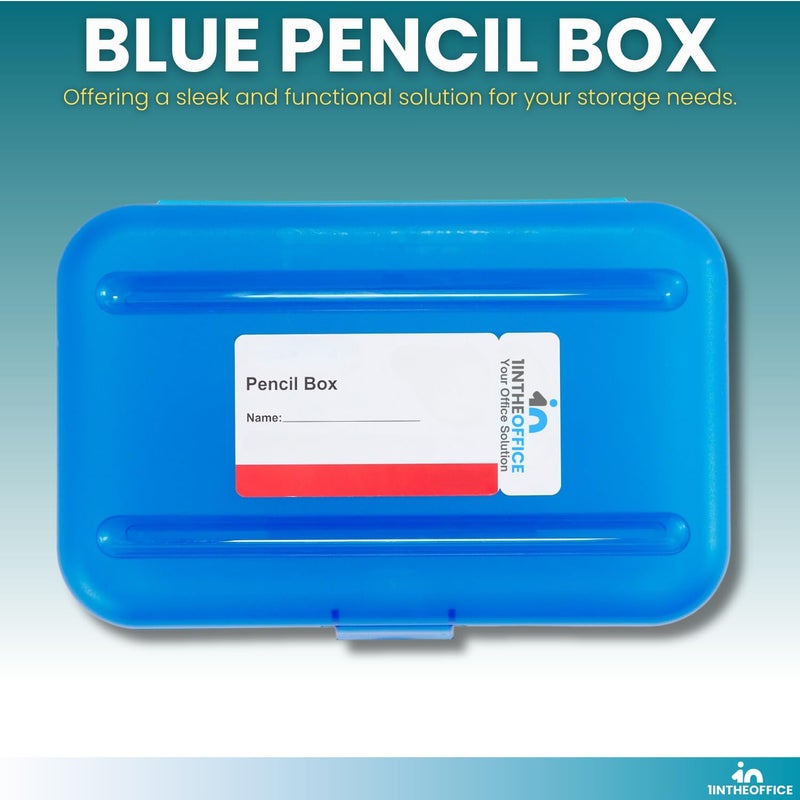 1InTheOffice Pencil Box, Translucent Blue, Plastic Pencil Boxes, (2 Pack) (2) - Image 2