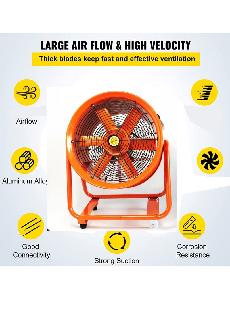 SUNRISE - Axial Flow Fan Utility Blower Fan,Portable Air Blower,20 Inch Fan With 5m Duct,Air Ventilation Fan,Exhaust Axial Hose Fan for Industrial,Warehouse,Factory - Image 1
