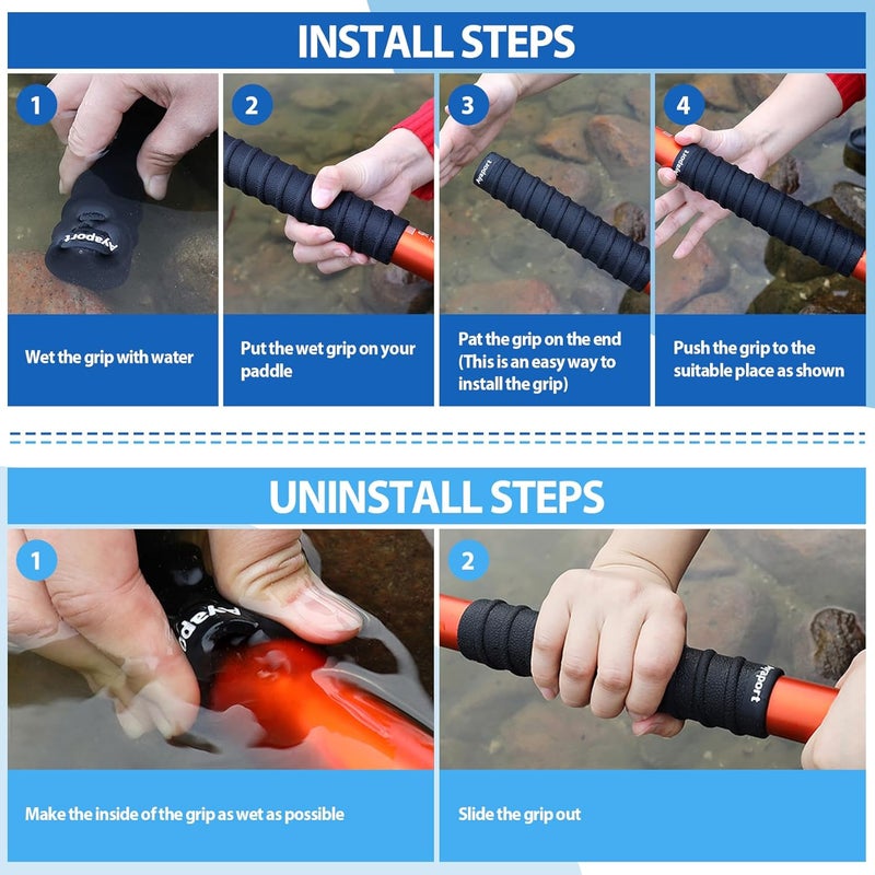Ayaport Kayak Paddle Grips Non-Slip Silicone Wraps Blister Prevention Kayaking Accessories for Take-Apart Paddles - Image 3