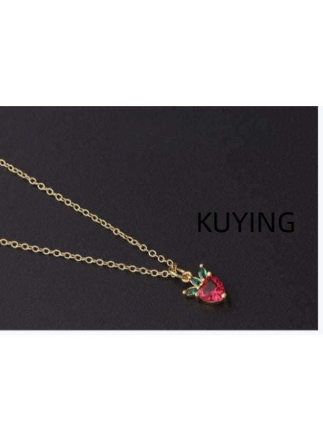 KUYING Colorful Zircon Inlaid Mini Fresh Fruit Shaped Necklace - Image 1