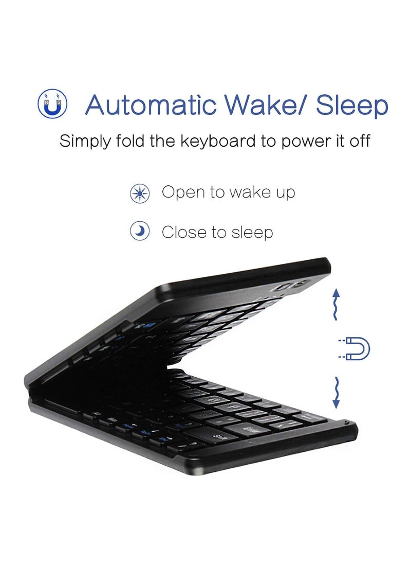 Rock Pow - Foldable Bluetooth Keyboard Portable Wireless Keyboard Rechargeable Full Size Ultra Slim Folding Keyboard Compatible iOS Android Windows Smartphone Tablet and Laptop - Image 1