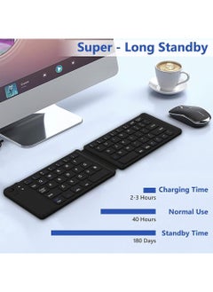 Rock Pow Foldable Bluetooth Keyboard Portable Wireless Keyboard Rechargeable Full Size Ultra Slim Folding Keyboard Compatible iOS Android Windows Smartphone Tablet and Laptop  - Image 5