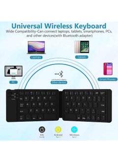 Rock Pow Foldable Bluetooth Keyboard Portable Wireless Keyboard Rechargeable Full Size Ultra Slim Folding Keyboard Compatible iOS Android Windows Smartphone Tablet and Laptop  - Image 4