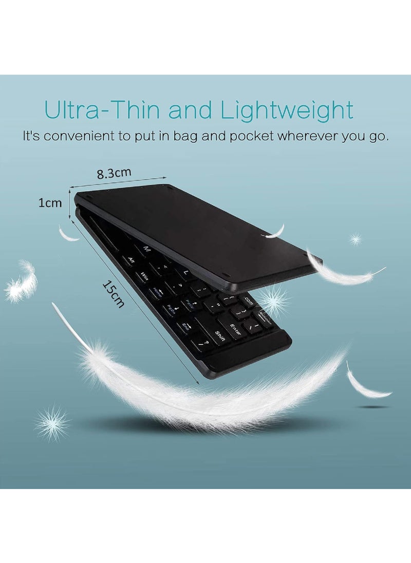 Rock Pow - Foldable Bluetooth Keyboard Portable Wireless Keyboard Rechargeable Full Size Ultra Slim Folding Keyboard Compatible iOS Android Windows Smartphone Tablet and Laptop - Image 1