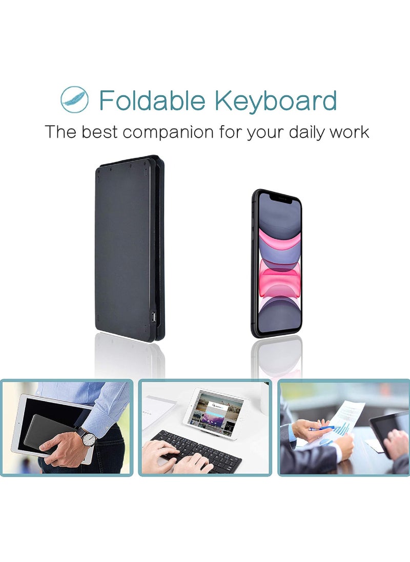 Rock Pow - Foldable Bluetooth Keyboard Portable Wireless Keyboard Rechargeable Full Size Ultra Slim Folding Keyboard Compatible iOS Android Windows Smartphone Tablet and Laptop - Image 1