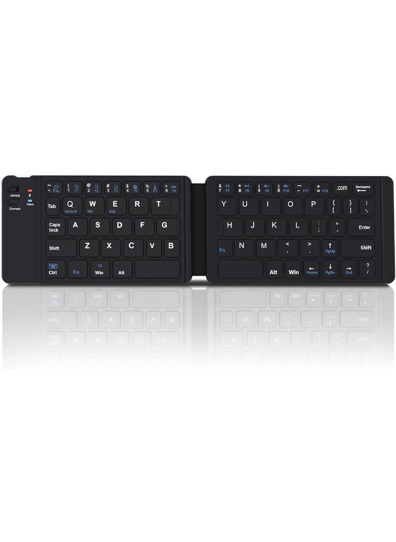 Rock Pow - Foldable Bluetooth Keyboard Portable Wireless Keyboard Rechargeable Full Size Ultra Slim Folding Keyboard Compatible iOS Android Windows Smartphone Tablet and Laptop - Image 1