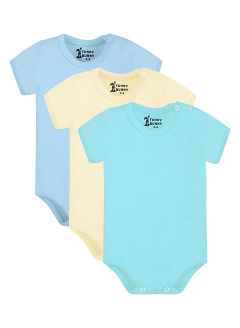 فانى بانى باك يحتوي علي 3 قطع سالوبت بيبي نصف كم الوان قطن