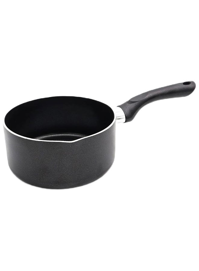Beefit Non-Stick Sauce Pan Granite Saucepan For Easy Pour With Ergonomic Handle & Safe Cooking 16 Black