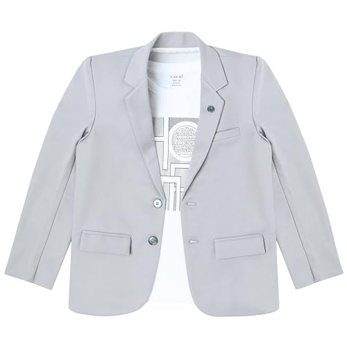 CAVIO Boys Grey Regular Fit Solid Cotton Blazer and T-Shirt - Image 2