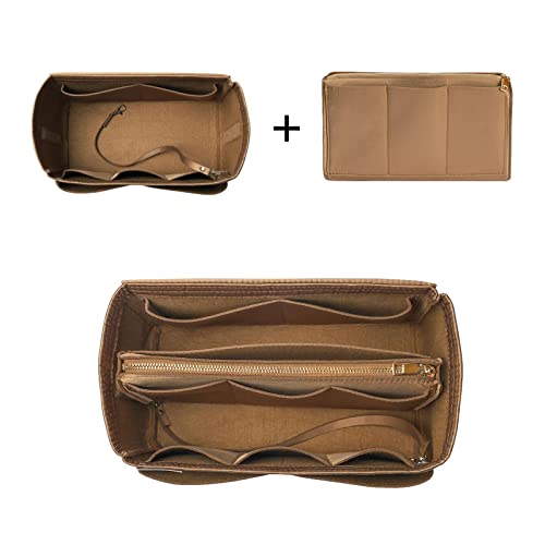 ZTUJO Purse Organizer Insert, Felt Bag Organizer with Metal Zipper, Handbag & Tote Shaper, For Speedy Neverfull Tote, 7 Sizes(Medium, Silky Brown) - Image 5