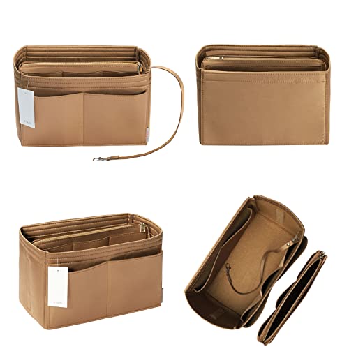 ZTUJO Purse Organizer Insert, Felt Bag Organizer with Metal Zipper, Handbag & Tote Shaper, For Speedy Neverfull Tote, 7 Sizes(Medium, Silky Brown) - Image 3