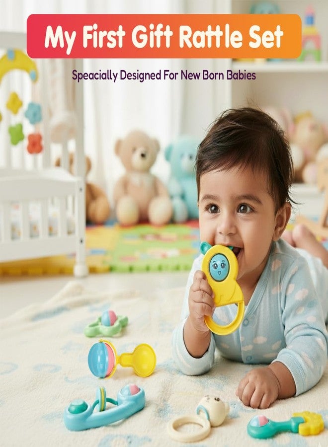 Innovitoy 6 Pcs Premium Baby Rattle Gift Set & Teether Set | Safe, Non-Toxic Toys for Newborns 3+Months | Colorful Soft Sound Rattles | Ideal for Baby Gift - Image 3