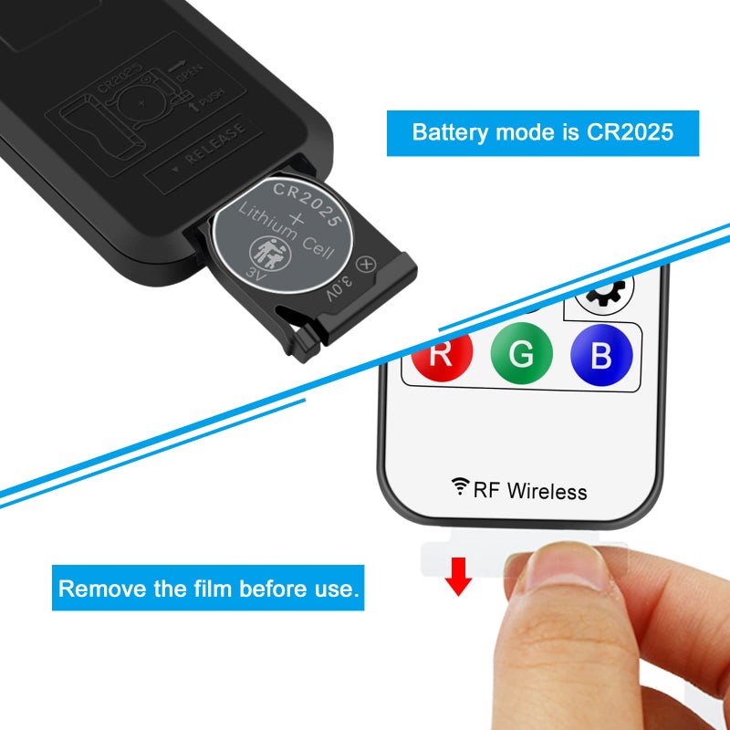 RGBZONE RF 3-PIN LED Controller, RF Wireless Remote Control, DC 5V/12V/24V Mini LED Controller for WS2812 WS2811LED Strip Light (14 Key) - Image 3